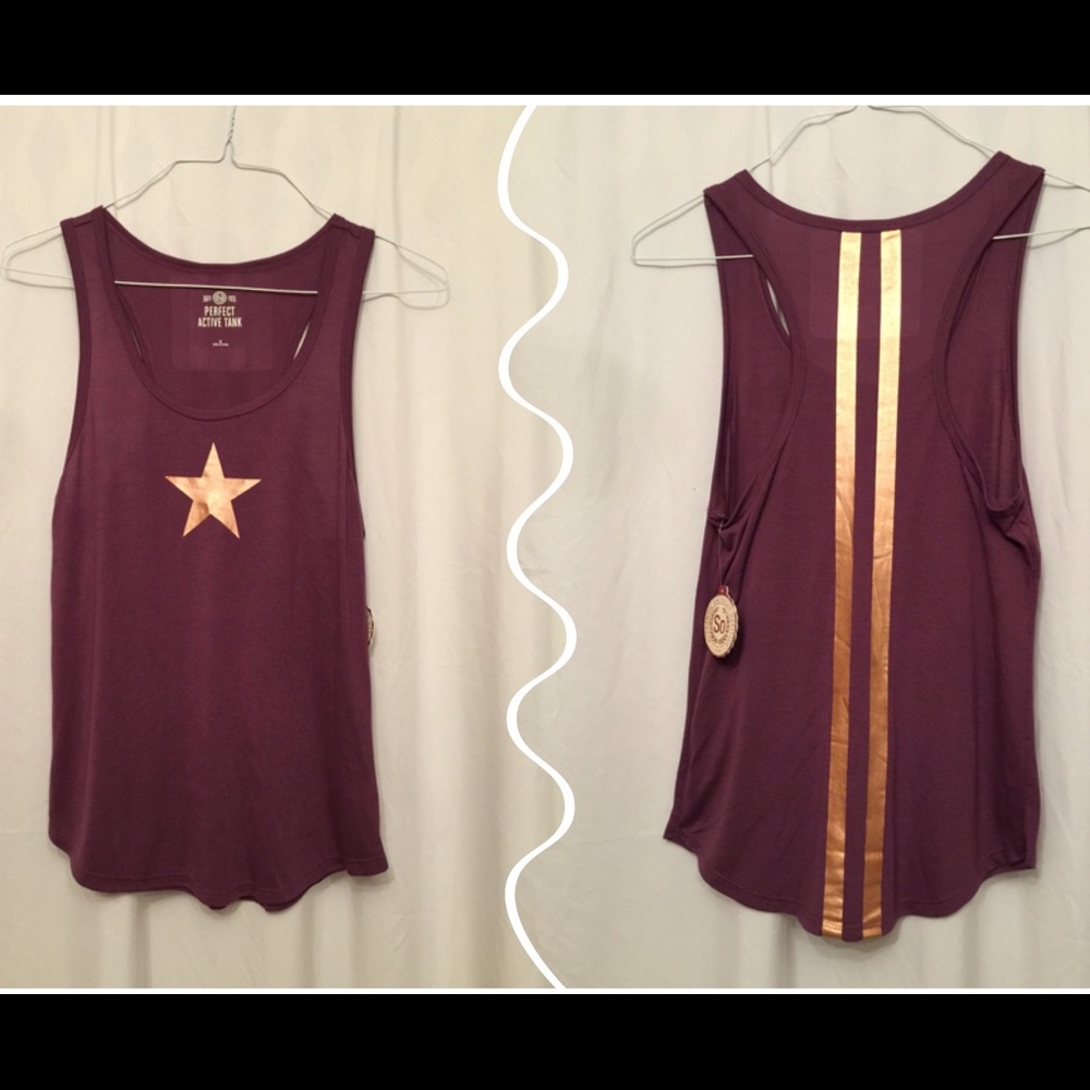 🆕 GOLD STAR FRONT AND STRIPED BACK TANK